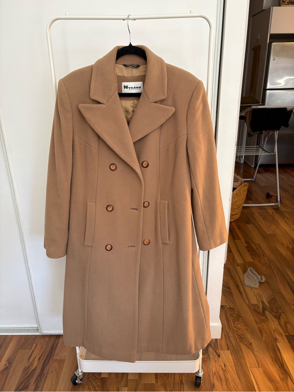 Peter Nygard | Camel Double-Breasted Wool Pea Coat